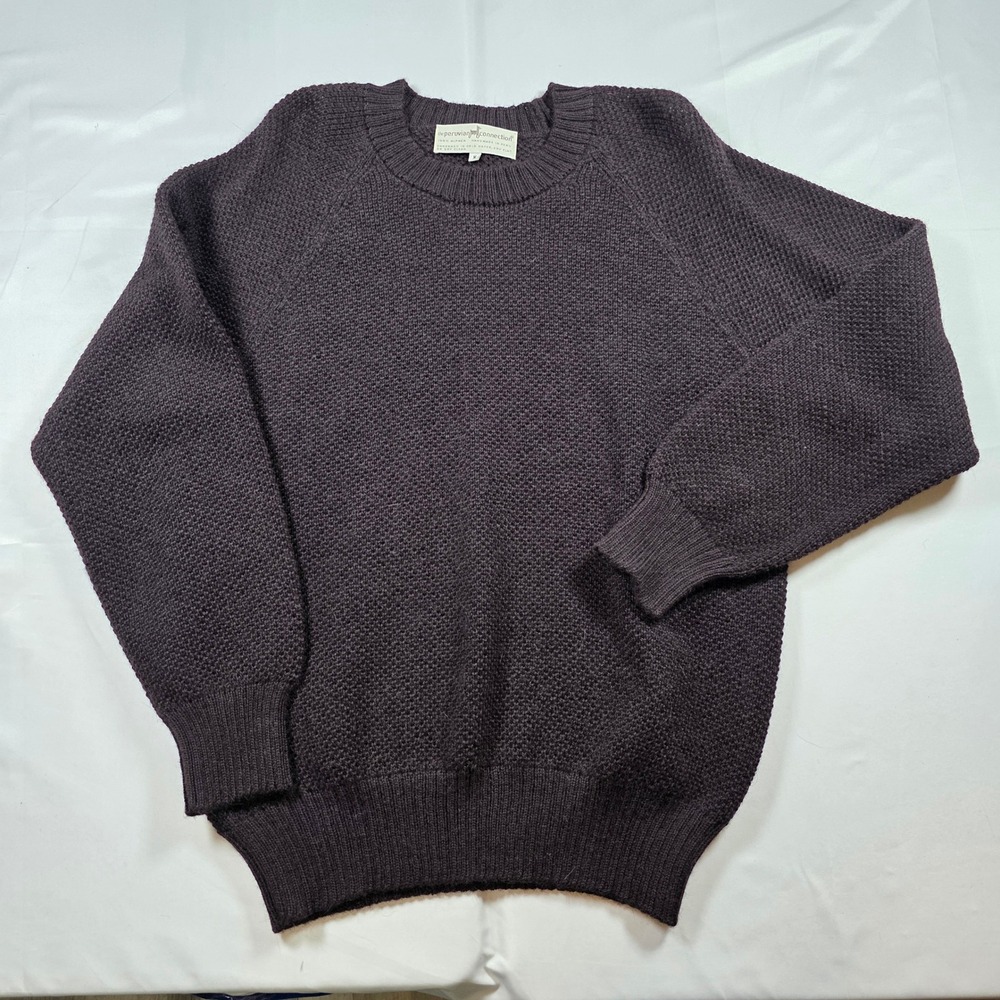 Peruvian Connection 100% Alpaca Handmade Purple Textured Raglan Sweater Mens M